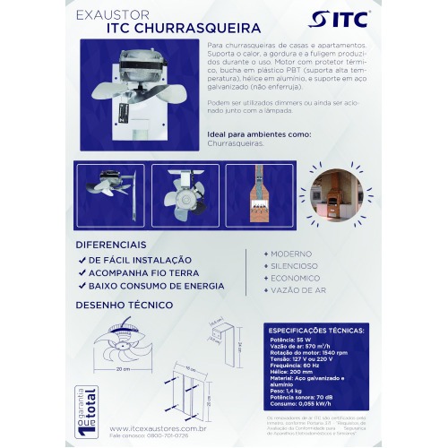 Exaustor para churrasqueira 200 mm  110V Exaustor para churrasqueira 200 mm  110V