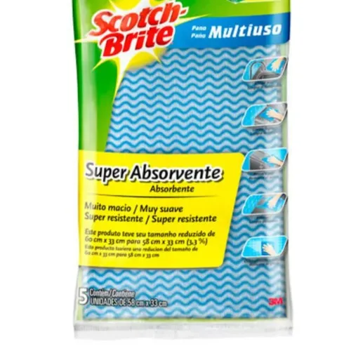Pano para limpeza multiuso 58 x 33 cm azul com 5 unidades - Scoth Brite