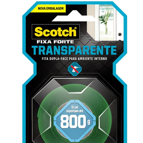 Fita dupla face 19 mm x 2 metros transparente  Fita dupla face 19 mm x 2 metros transparente