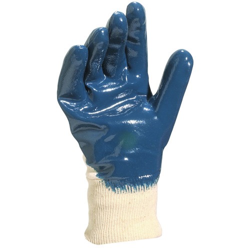 Luva de algodão revestida em látex nitrílico azul G Luva de algodão revestida em látex nitrílico azul G