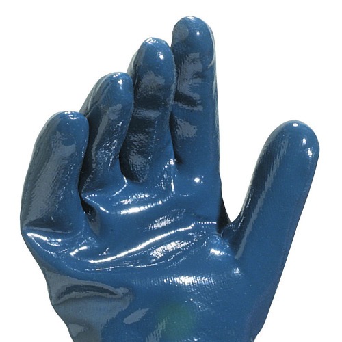 Luva de algodão revestida em látex nitrílico azul G Luva de algodão revestida em látex nitrílico azul G