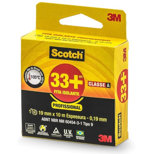Fita isolante 19 mm x 10 metros - SCOTCH 33 Fita isolante 19 mm x 10 metros - SCOTCH 33