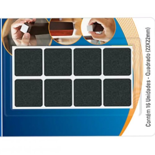 Feltro protetor adesivo quadrado 22 mm com 16 unidades Feltro protetor adesivo quadrado 22 mm com 16 unidades