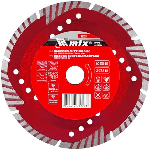 Disco de desbaste diamantado 180 mm segmentado para concreto - 731559