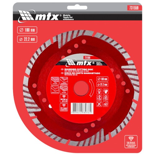 Disco de desbaste diamantado 180 mm segmentado para concreto - 731559