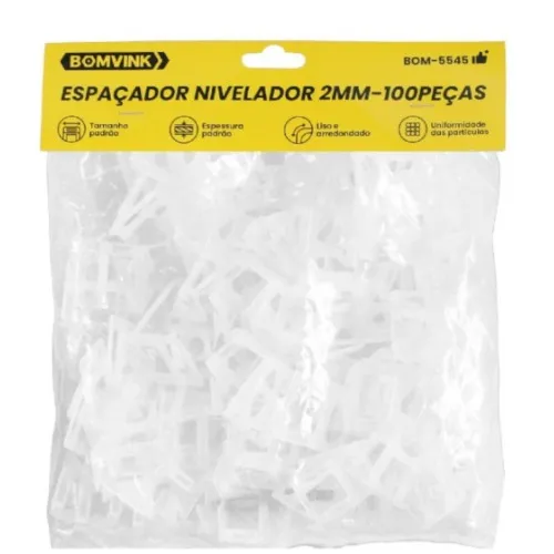 Espaçador e nivelador para piso 2,0 mm com 100 peças - BOM-5545