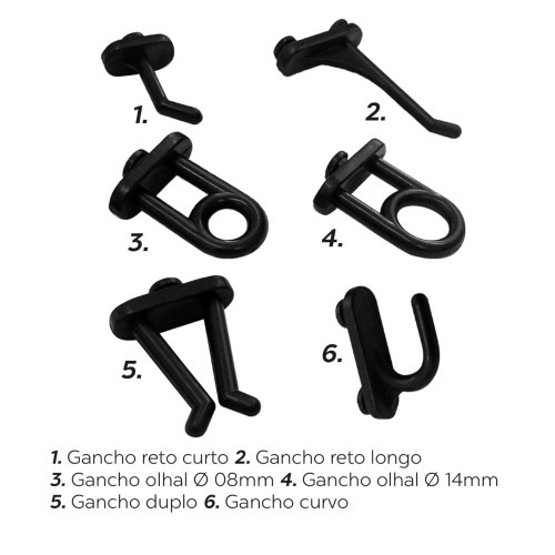 Kit com 24 ganchos plsticos mistos para painel porta ferramentas