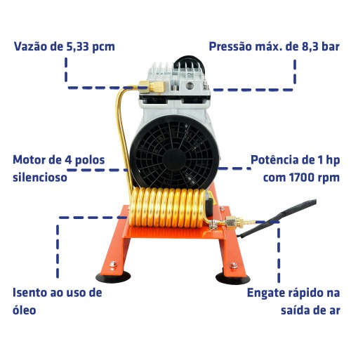 Compressor de ar direto 5,33 ps 1 hp isento de leo - CP05  220V