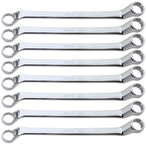 Jogo de chave estrela angulada 75� 6 a 22 mm a�o cromo van�dio com 8 pe�as - ST09151G