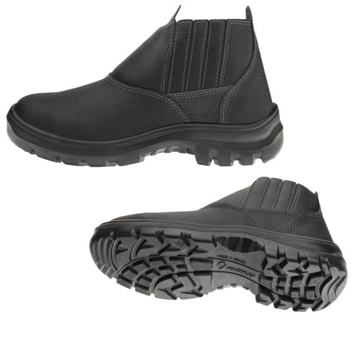 Botina bidensidade couro relax com elástico biqueira de aço - Vulcaflex Botina bidensidade couro relax com elástico biqueira de aço - Vulcaflex