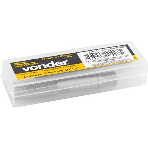 Jogo macho manual a�o r�pido 14 x 1,50 mm MB 2 pe�as