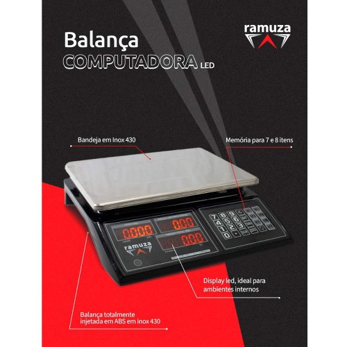 Balana digital computadora a bateria 31Kg x 5g display Led - DCRC  110V/220V