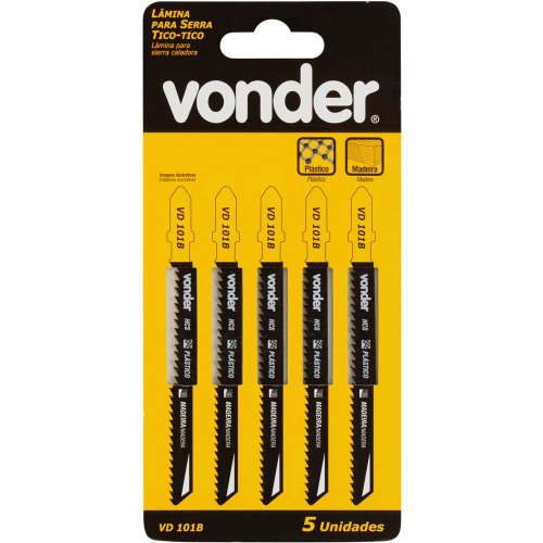 Jogo de lâminas para serra tico tico 100 mm 10 dentes 5 peças - VD 101B Jogo de lâminas para serra tico tico 100 mm 10 dentes 5 peças - VD 101B