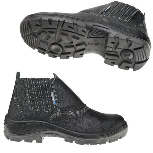 Botina bidensidade em couro relax com elástico preta - 95B19BP Botina bidensidade em couro relax com elástico preta - 95B19BP