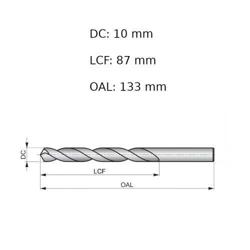 Broca de aço rápido para metal 10 mm DIN 338 - A11410.0B Broca de aço rápido para metal 10 mm DIN 338 - A11410.0B