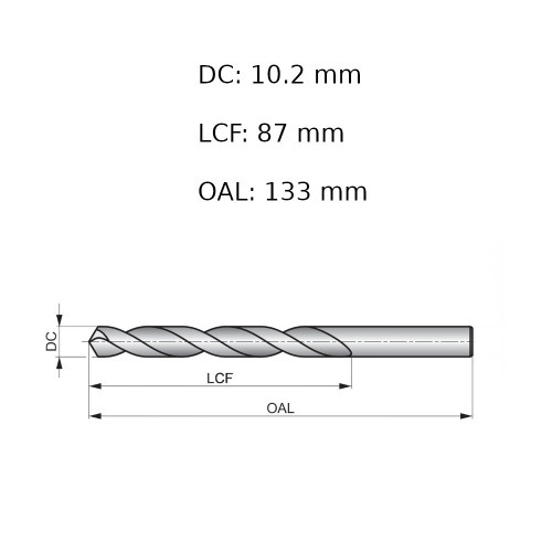 Broca de ao rpido para metal 10,2 mm DIN 338 A11410.2B