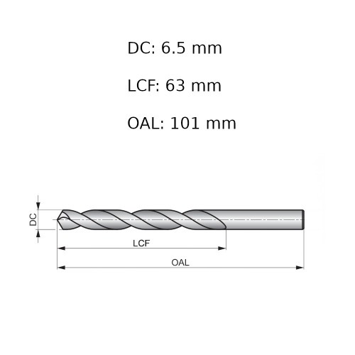 Broca de ao rpido para metal 6,5 mm DIN 338 - A1146.5B