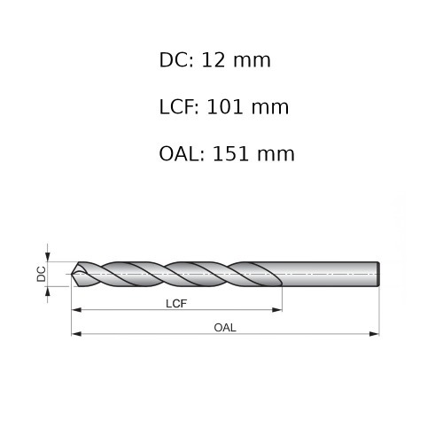 Broca de a�o r�pido para metal 12 mm DIN 338 - A11412.0B