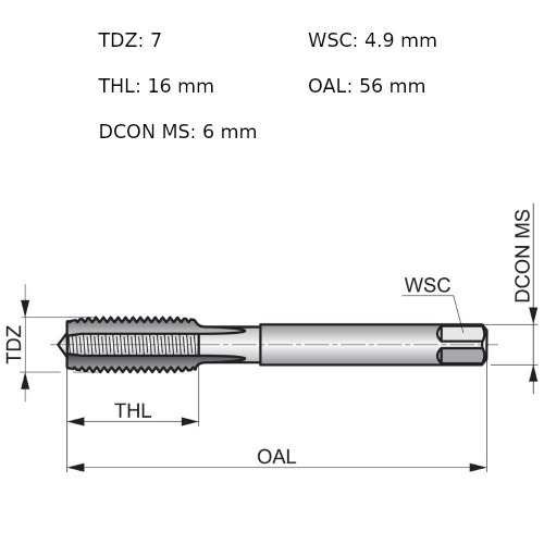 Jogo de macho manual aço rápido M7 x 1 mm DIN352 com 3 peças - E100M7NO8 Jogo de macho manual aço rápido M7 x 1 mm DIN352 com 3 peças - E100M7NO8