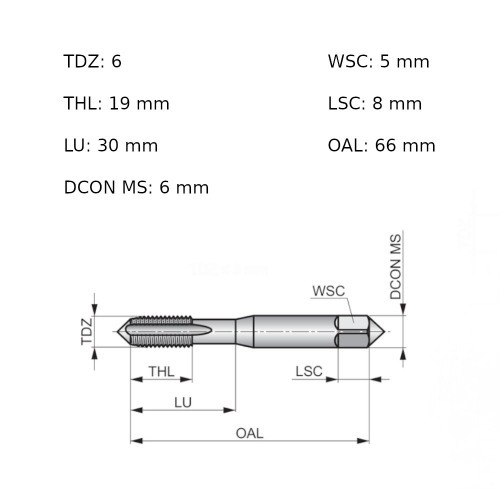 Jogo de macho manual aço rápido M6 x 1 mm com 3 peças - E559M6NO8 Jogo de macho manual aço rápido M6 x 1 mm com 3 peças - E559M6NO8