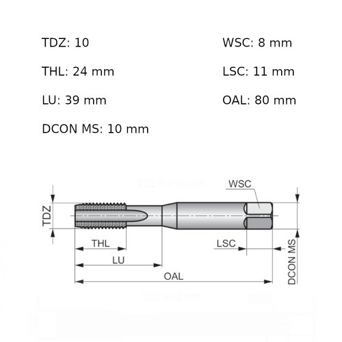 Jogo de macho manual ao rpido M10 x 1,50 mm com 3 peas - E559M10NO8
