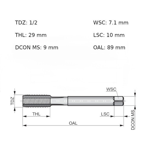 Jogo de macho manual em aço rápido 1/2 Jogo de macho manual em aço rápido 1/2