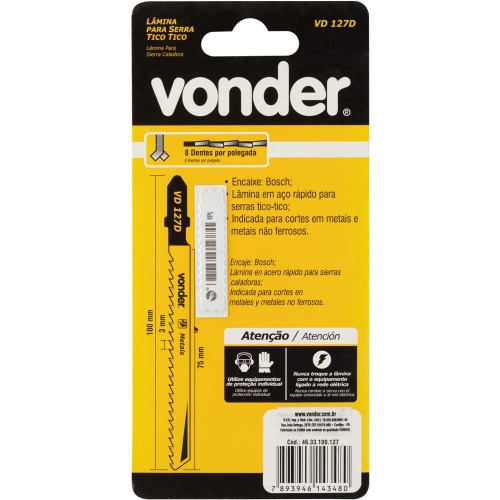 Lminas para serra tico tico 100 mm 8 dentes 5 peas - VD 127D