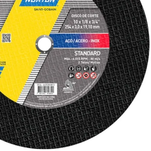 Disco de corte para metal e inox 10