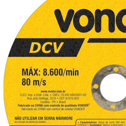 Disco de corte 180 x 2,0 x 22,23 mm DCV