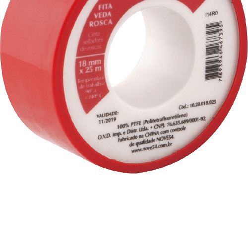 Fita veda rosca branca 18 mm x 25 metros