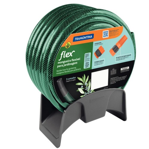 Mangueira para jardim 25 m com engates e suporte verde Mangueira para jardim 25 m com engates e suporte verde