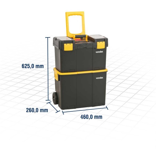 Caixa plástica para ferramentas com rodas 46 x 26 x 62,5 cm - CRV0300 Caixa plástica para ferramentas com rodas 46 x 26 x 62,5 cm - CRV0300