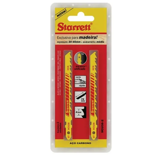 Lâmina para serra tico tico 75 mm 6 dentes com 2 peças - HCU36-2