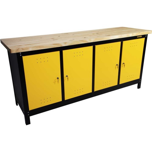 Bancada fechada com tampo de madeira 4 portas 2000 x 920 x 600 mm