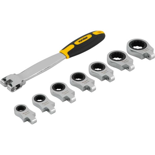 Jogo de chaves estrela com catracas intercambiáveis 8 mm a 19 mm Jogo de chaves estrela com catracas intercambiáveis 8 mm a 19 mm