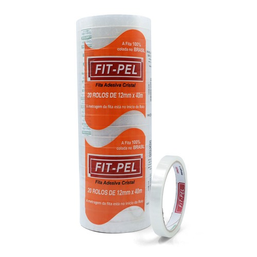 Fita adesiva 12 mm x 40 m com 20 peças cristal - 10100601 Fita adesiva 12 mm x 40 m com 20 peças cristal - 10100601