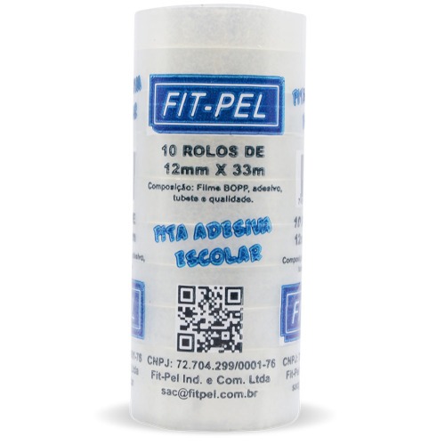Fita adesiva 12 mm x 33 m com 10 peas cristal - 10100501