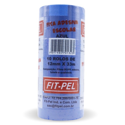 Fita adesiva 12 mm x 33 m com 10 peas azul - 10100516