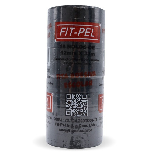 Fita adesiva 12 mm x 33 m com 10 peças preta - 10100518 Fita adesiva 12 mm x 33 m com 10 peças preta - 10100518
