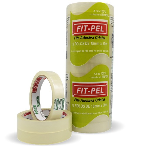 Fita adesiva 18 mm x 50 m com 13 peas cristal - 10101401