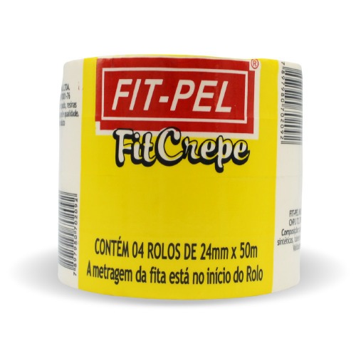 Fita crepe adesiva 24 mm x 50 metros com 4 peças  - 10402104 Fita crepe adesiva 24 mm x 50 metros com 4 peças  - 10402104