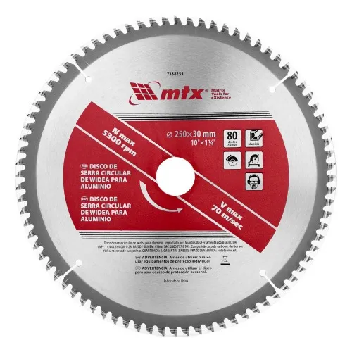 Disco de serra para alumínio 250 x 30 mm 80 dentes - 7338255 - MTX