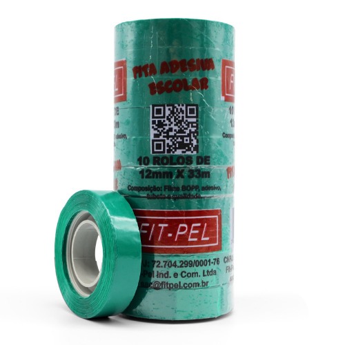 Fita adesiva 12 mm x 33 m com 10 peças verde - 10100512 Fita adesiva 12 mm x 33 m com 10 peças verde - 10100512