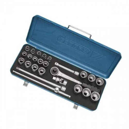 Jogo de soquete estriado 10 a 32 mm encaixe 1/2 Jogo de soquete estriado 10 a 32 mm encaixe 1/2