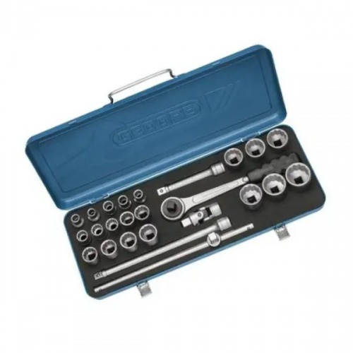 Jogo de soquete estriado 10 a 32 mm encaixe 1/2 Jogo de soquete estriado 10 a 32 mm encaixe 1/2