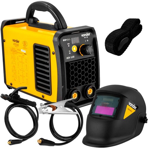 Inversora de solda 120A para eletrodo e tig com Máscara de auto escurecimento - IM 125  110V/220V Inversora de solda 120A para eletrodo e tig com Máscara de auto escurecimento - IM 125  110V/220V