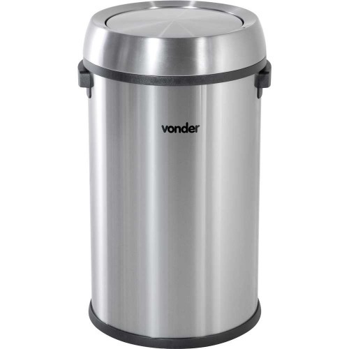 Lixeira redonda inox com tampa basculante 65 L