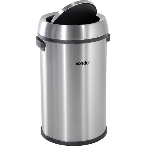 Lixeira redonda inox com tampa basculante 65 L