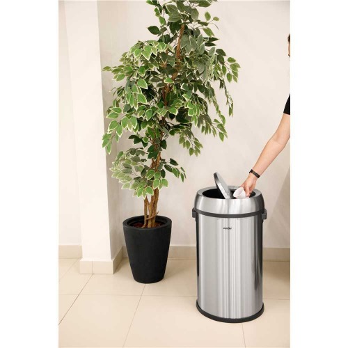 Lixeira redonda inox com tampa basculante 65 L
