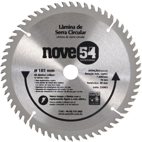 Lmina de serra circular para madeira 185 mm 60 dentes